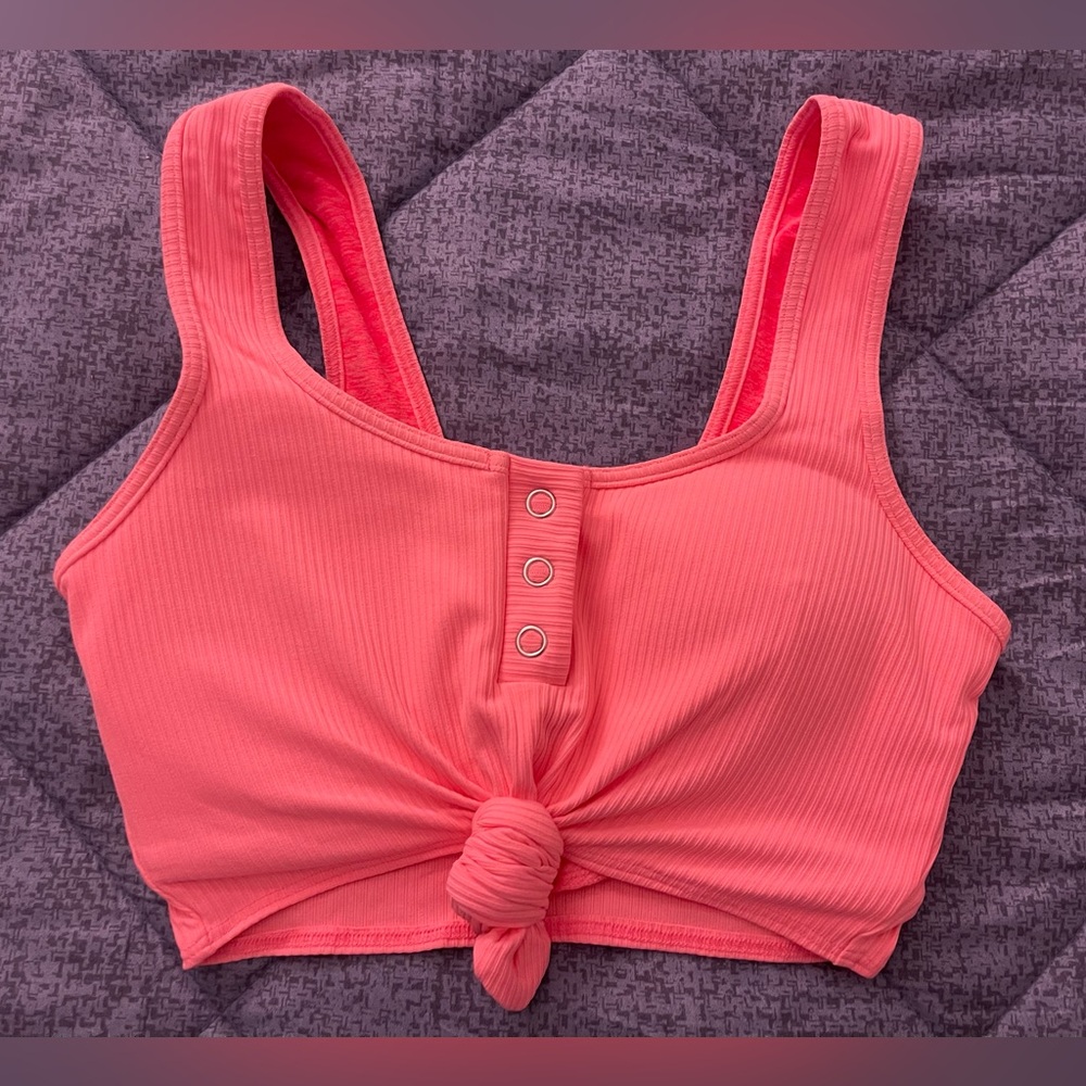 Bombshell Sportswear Henley Sports Bra in Coral